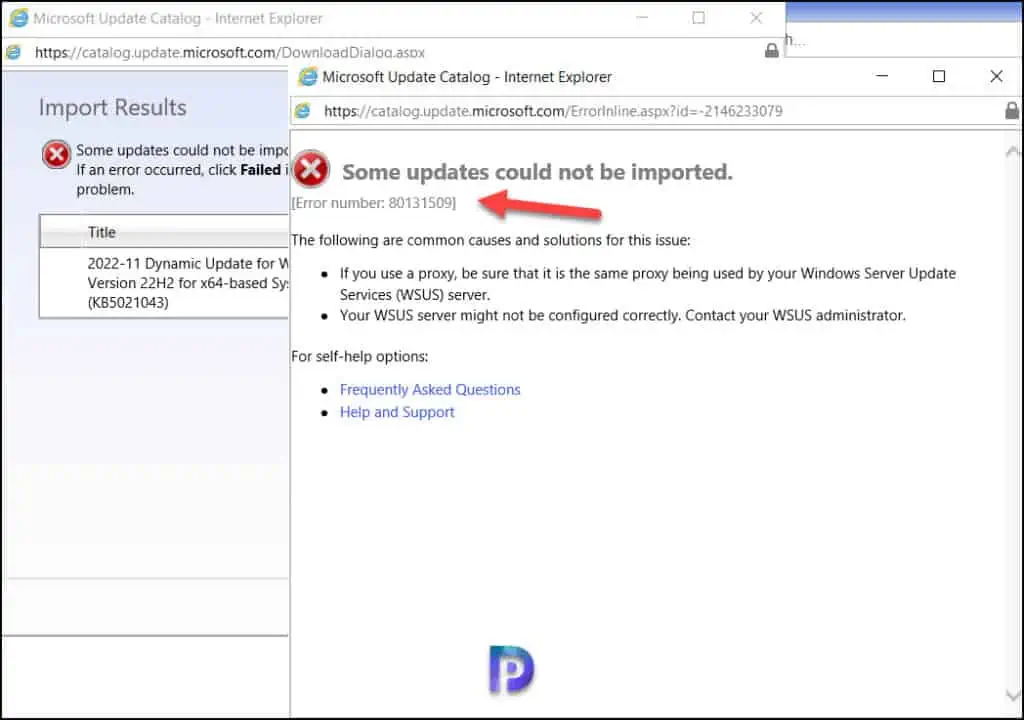 Fix WSUS Update Import Error 80131509 Microsoft Update Catalog 2 WSUS Some updates could not be imported