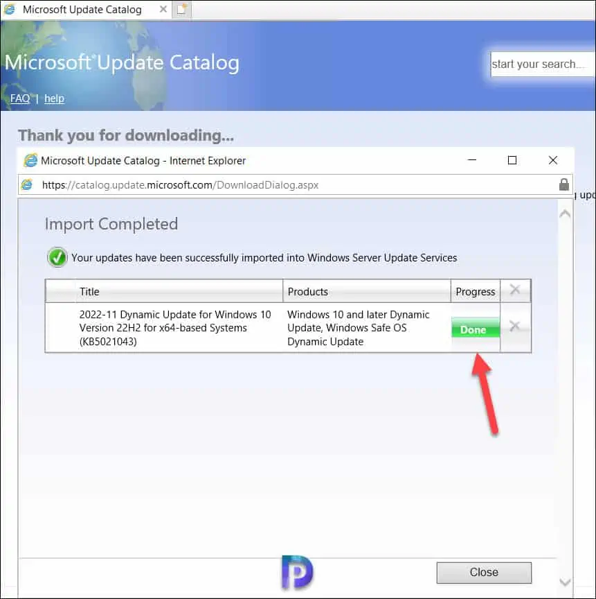 Fix WSUS Update Import Error 80131509 Microsoft Update Catalog 5 WSUS Update Import Successful
